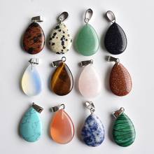 Natural stone Quartz Crystal Opal Turquoises tiger eye water drop pendant for diy Jewelry making necklace Accessories12PCs 2024 - buy cheap