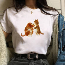 Camisetas de impressão de gato bonito camisetas de impressão de gato engraçado camiseta moda cachorro gráfico t camisas de manga curta harajuku ropa mujer 2024 - compre barato