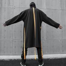 Men autumn winter orange ribbons drawstring punk hip hop trench coat long jacket man harajuku oversize cloak drop shipping 2024 - buy cheap