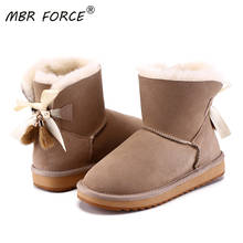 MBR FOORC-Botas de nieve de ante con lazo para mujer, zapatos de piel de oveja, calzado de invierno 2024 - compra barato
