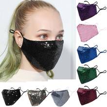 Fashion Solid Color Sequins Bling Washable Cotton Mouth Masks Adjustable Dustproof Protection Face Mask PM25 Mouth Muffle маски 2024 - buy cheap