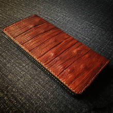 Handmade Wallets Customized Brown Wood Grain Design Original Purses Women Men Long Clutch Vegetable Tanned Leather Wallet 2024 - buy cheap