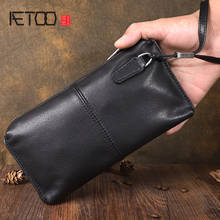AETOO-Bolso de mano vintage de cuero genuino, Original, hecho a mano, largo, suave, de gran capacidad, correa de mano juvenil 2024 - compra barato