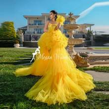 Lush Extra Puffy Yellow High Low Tulle Tutu Prom Gowns Pretty A-Line Ruffles Tiered Long Women Mesh Party Dresses Vestito 2024 - buy cheap