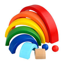 Baby Toys Montessori Educational Toys for Children Rainbow Blocks Wooden Toys For Kids Creative Rainbow Building Blocks 2024 - buy cheap