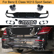 Difusor de parachoques trasero PP para Mercedes Benz Clase E W213 Sport Sedan 2017-2019, alerón de labio con puntas de escape 2024 - compra barato