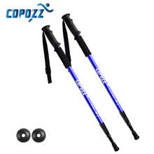 One Pair Hiking Camping Anti-Shock Walking Sticks Telescopic Trekking Poles Ultralight Walking Canes With Rubber Tips Protectors 2024 - buy cheap