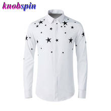 Brand quality Men Shirt 2020 New Long sleeve Chemise homme Elegant Five-stars Embroidery Casual Slim Business male Dress Shirts 2024 - buy cheap