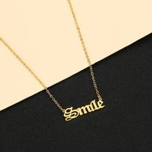 QIAMNI Harajuku Old English Smile Letter Necklace Women Jewelry Couple  Necklace Smile Choker Femme Punk Collier Drop Ship 2024 - buy cheap
