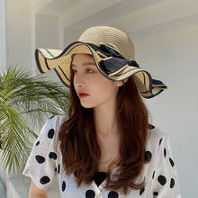 Шляпа от солнца ZZ519 женская Соломенная, Панама от солнца, модная пляжная Складная шапка с бантом, для путешествий, лето 2024 - купить недорого