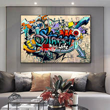 Pintura de tela de arte de rua grafite, posteres e impressões quadros arte de parede para sala de estar decoração de casa (sem moldura) 2024 - compre barato