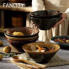 Fancity estilo japonês, tigela criativa com rosca, tigela de cerâmica, para sopa grande, macarrão, carne, tigela de macarrão, lanzhou 2024 - compre barato