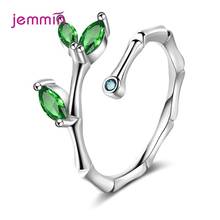 New Arrival 925 Sterling Sliver Silver Ring Multi Segment Bamboo Open Adjustable Finger Rings for Women Green CZ Jewelry Gift 2024 - buy cheap