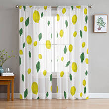 Lemon Fruit Leaves Sheer Curtains for Living Room Bedroom Tulle Window Drapes for Kitchen Decoration 2024 - buy cheap