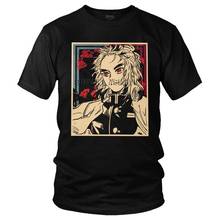 Camiseta masculina manga curta 100% algodão, modelos kimetsu no yaiba rengoku kyoujurou 2024 - compre barato