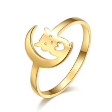 Кольцо из нержавеющей стали для женщин, обручальное кольцо с надписью Love Moon and Cat Engagemen, аксессуары Anillos Mujer Bague, ювелирное изделие, подарок W61 2024 - купить недорого