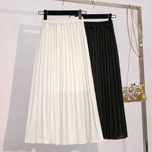Falda elástica de cintura alta para mujer, de línea A Falda plisada, color negro, para primavera y verano 2024 - compra barato