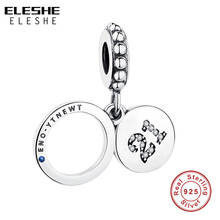 ELESHE Wholesale European Style Crystal 21 Years Old Age Dangle Charm Fashion 925 Sterling Silver Bead Fit Bracelets for Women 2024 - buy cheap