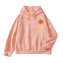 Sudadera de algodón con capucha para mujer, suéter femenino de dibujos animados, color naranja Kawaii, cálido, con bolsillo, Invierno 2024 - compra barato