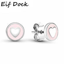 Eif-pendientes de tuerca de corazón esmaltado para mujer, joyería de boda Vintage, Color plata, Color rosa 2024 - compra barato