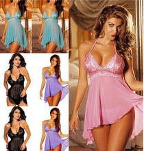 Top Fashion Women'S Sexy Lace Lingerie Strap Pajamas M L XL XXL XXXL Blue Black Purple Pink Sleepwear 2024 - buy cheap