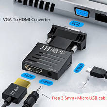 Convertidor de concentrador VGA macho a HDMI hembra, divisor de 1 a 3 con Audio de 3,5mm + adaptador de interfaz de Fuente de alimentación Micro USB para Monitor HDTV 2024 - compra barato