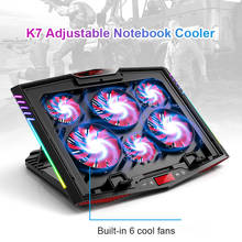 K7 ventilador e resfriador para laptop, resfriador para notebook com porta usb rgb, 12-21 polegadas 2024 - compre barato