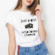 Camisetas informales con estampado de "I Love Cheese" para mujer, playera divertida para mujer, ropa para mujer 2024 - compra barato