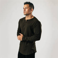 New Autumn Fashion long sleeve t shirt men gym clothing extend hip hop fitness t-shirt cotton bodybuilding muscle tshirt man 2024 - buy cheap