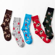 Милые носки с принтом собаки, новинка, чулочно-носочные изделия, женские носки, зимние хлопковые счастливые носки, женские носки, рождественские носки 2024 - купить недорого