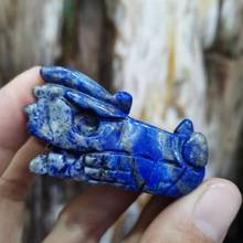 Lapislázuli Natural tallado a mano, Cráneo de dragón, cristal reiki curativo 2024 - compra barato