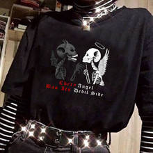 Angel Devil T-shirt Gothic women top horror skull print loose casual dark punk streetwear summer new Harajuku ulzzang T-shirt 2024 - buy cheap