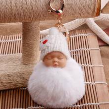 Cute Sleeping Baby Fluffy Pompom Plush Doll Hanging Pendant Key Ring Keychain Pendant Key Ring Keychain Pendant Key Ring Keychai 2024 - buy cheap