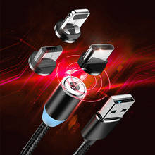 Cable USB de carga rápida tipo C, cargador magnético de datos, Cable Micro USB de 1m y 2m de LED magnético, de teléfono móvil 2024 - compra barato