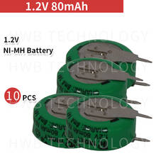 10 шт./лот 1,2 в 80 мАч Ni-MH перезаряжаемая батарейка батарейный отсек батарейный блок Бесплатная доставка 2024 - купить недорого
