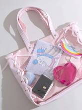 Girl Ribbon JK Uniform Bag Handbag Kawaii Women PU Leather Shoulder Bags Lolita Cosplay Anime Action Figure Transparent Tote bag 2024 - buy cheap