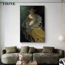 Pintura Artística de cuento de hadas de la princesa de la Reina Cisne, póster en lienzo con dibujos de animales Retro, imagen impresa para sala de estar, dormitorio, decoración del hogar 2024 - compra barato