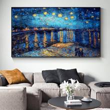 Famous Impressionist Artist Starry Night on The Rhone River By Vincent Van Gogh Oil on Canvas Paintings Poster Home Decoration 2024 - buy cheap