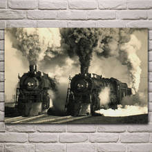 vintage old steam locomotive train monochrome posters on the wall picture home living room decoration for bedroom KJ858 2024 - buy cheap