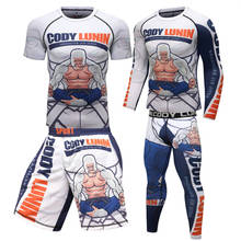 Мужские майки для бокса Jiu Jitsu BJJ MMA Rashguard, компрессионные футболки, мужские кикбоксинг, комплекты муай-тай, футболки для бега, леггинсы, костюмы 2024 - купить недорого