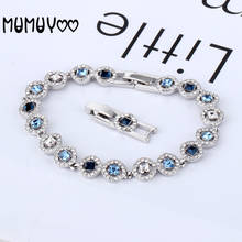 SWA-abalorio romántico de alta calidad, pulsera femenina cuadrada, cristal azul y blanco, regalo romántico 2024 - compra barato