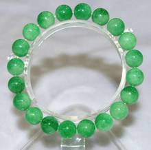 Frete grátis 8mm natureza bonito verde jade jadeita pulseira mão verde catentar 7.5 "aaa 2024 - compre barato