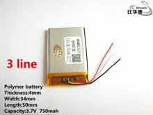 10pcs/lot 3 line Good Qulity 3.7V,750mAH,403450 Polymer lithium ion / Li-ion battery for TOY,POWER BANK,GPS,mp3,mp4 2024 - buy cheap