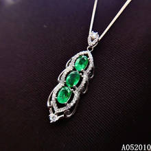 Pingente em prata esterlina 925, joias finas de tamanho médio com esmeralda natural embutida, popular para mulheres, novo luxo, colar para teste de suporte 2024 - compre barato