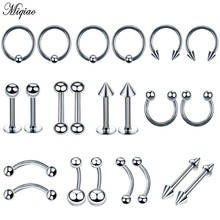 Miqiao 2 Pcs European and American Body Piercing Jewelry Stainless Steel Earrings Nose Ring Belly Button Eyebrow Nails 2024 - buy cheap