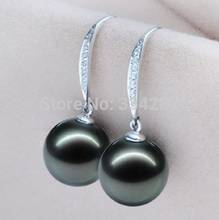 10-11MM NATURAL TAHITIAN GENUINE BLACK PERFECT ROUND PEARL EARRING 2024 - buy cheap