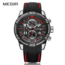 MEGIR Chronograph Sport Men Watches Creative Original Silicone Military Quartz Wristwatch Hour Date Male Clock Relogio Masculino 2024 - buy cheap