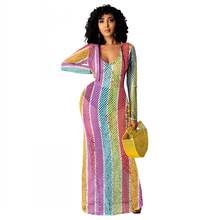 African Long Dresses For Women 2021 Africa Clothing African Design Bazin Long Sleeve Dashiki Maxi Dress Beach Africa Clothing 2024 - buy cheap