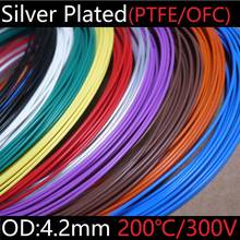 PTFE Silver Plated Wire OD 4.2mm Insulated High Temperature Soft Electron Cable OFC Copper DIY Headphone Singal Line 1 meter 2024 - buy cheap