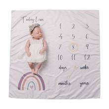 1Set Newborn Baby Rainbow Pattern Milestone Blankets Photography Blanket Flower Print Soft Blanket DIY Infant Photography Props 2024 - buy cheap